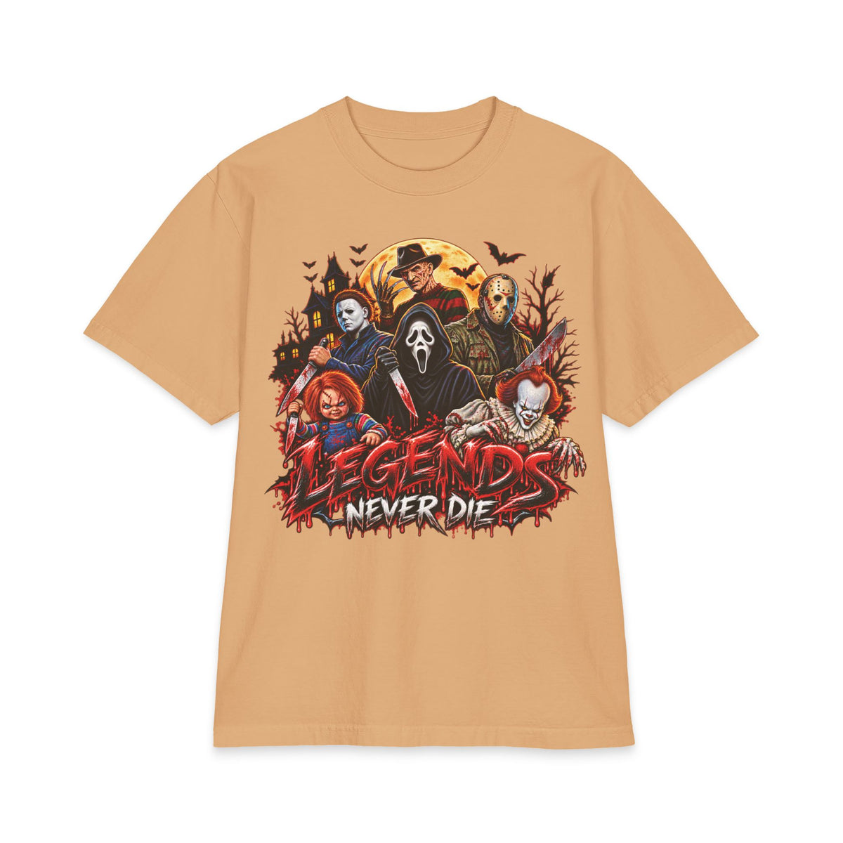 Horror Movie Icons Legends Never Die T-Shirt | Slasher Mask Collage