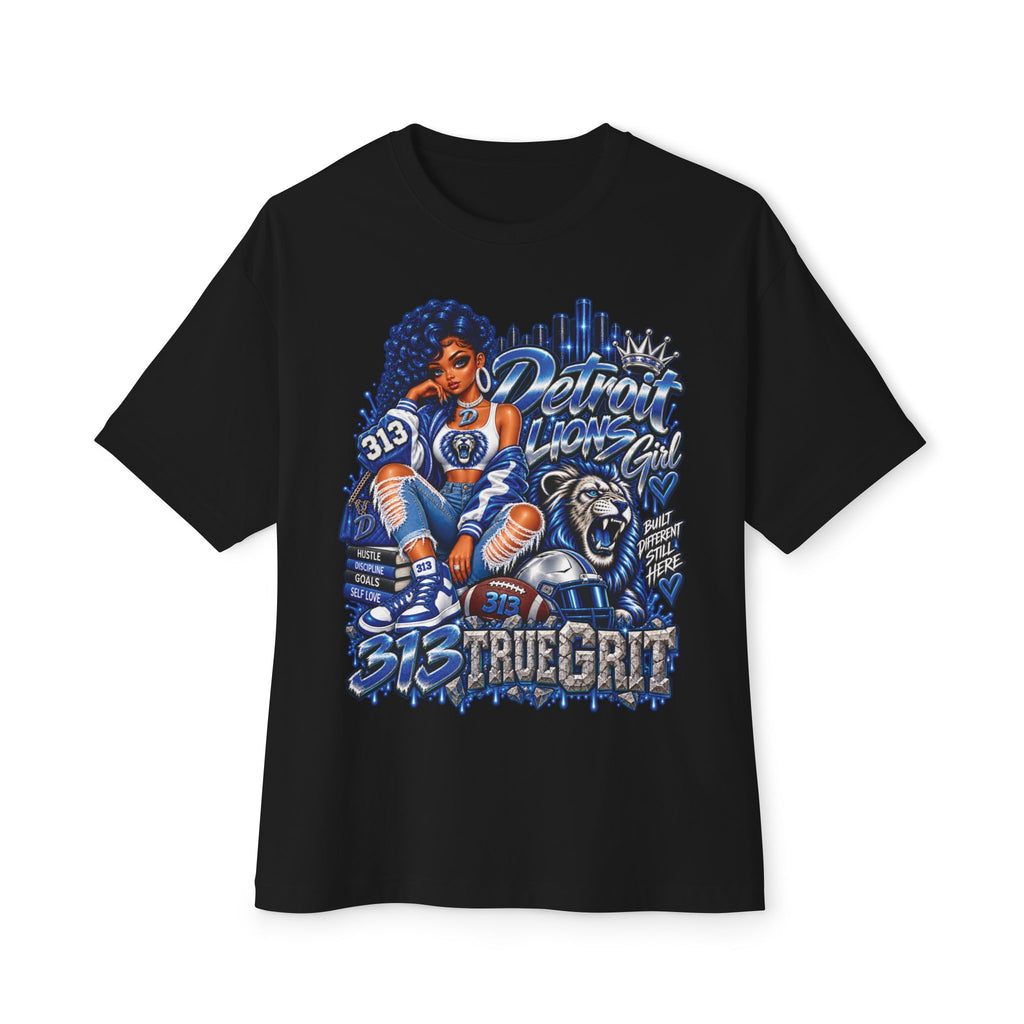 Lions Detroit City Grit tee | Motor City skyline, 313, sneaker and bulldog illustration
