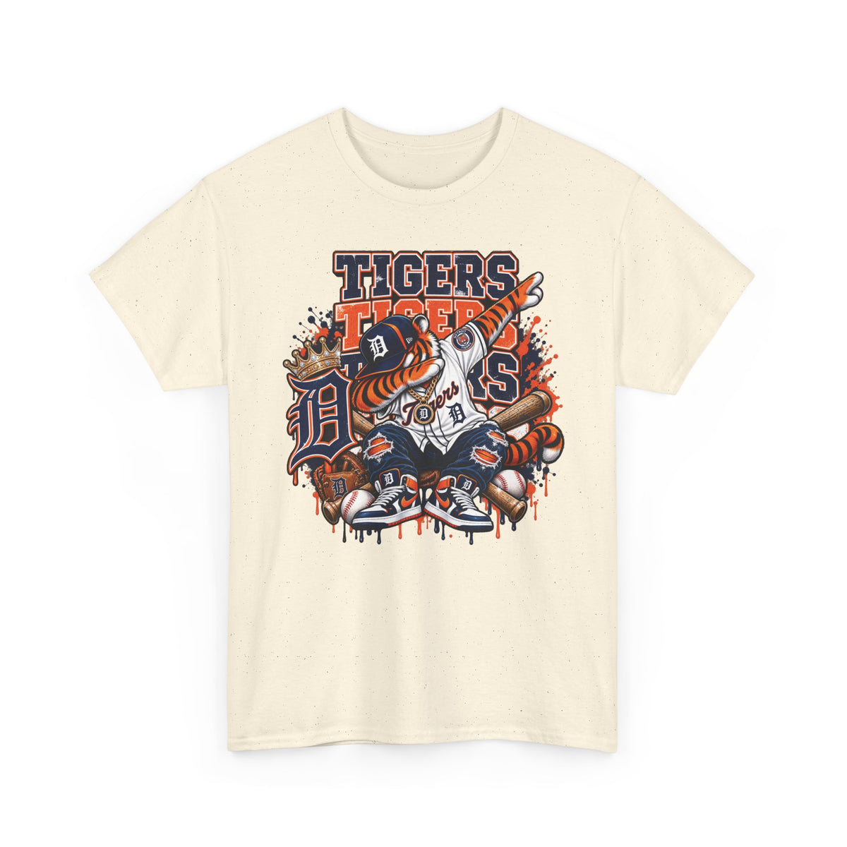 Detroit Tigers Mascot Baseball Tee | Vintage Tiger Batter Design