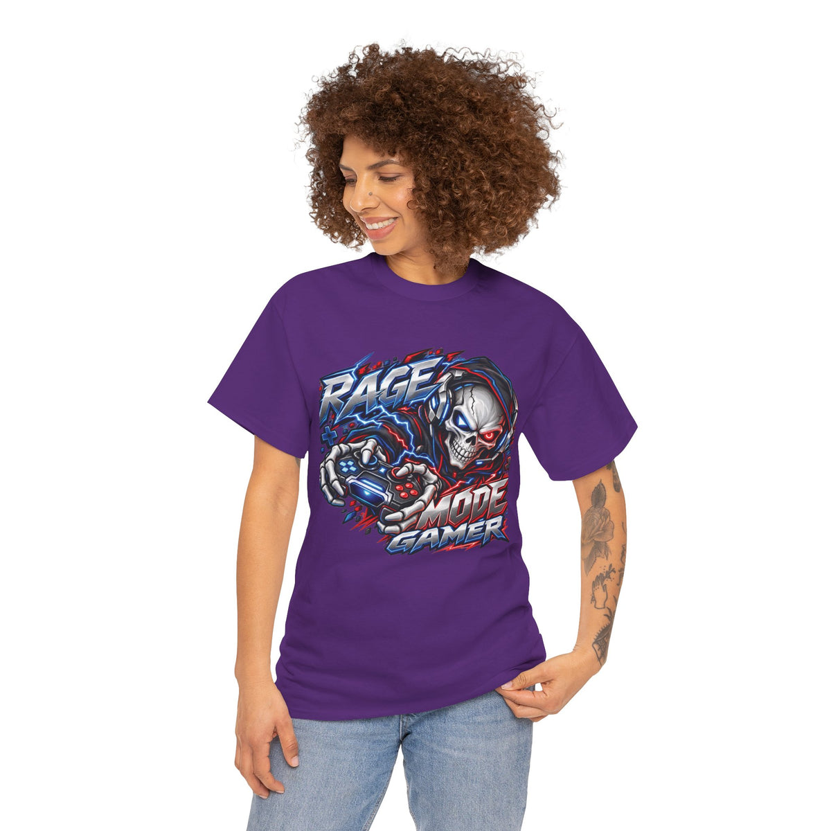 Rage Mode Gamer Skull Graphic T-Shirt
