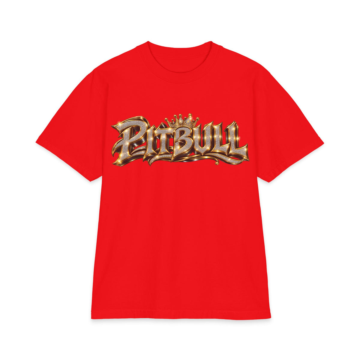 Pitbull Graphic T-Shirt | Hip Hop Logo, Portrait, Gold Chrome Lettering
