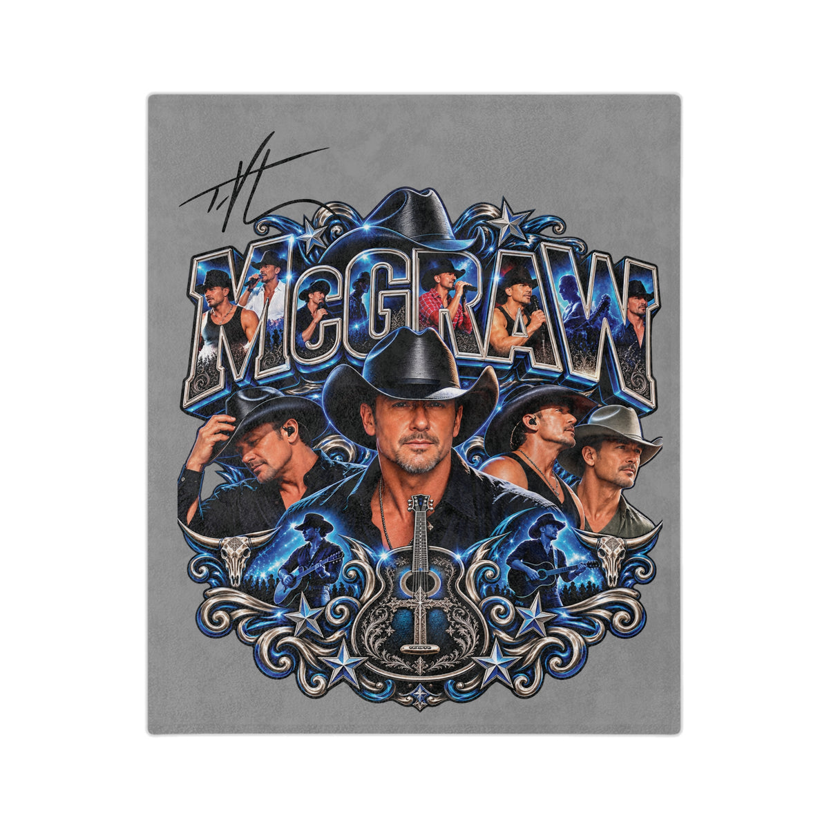 Country Singer McGraw Portrait Blanket | Country Music Cowboy Fans Velveteen Microfiber