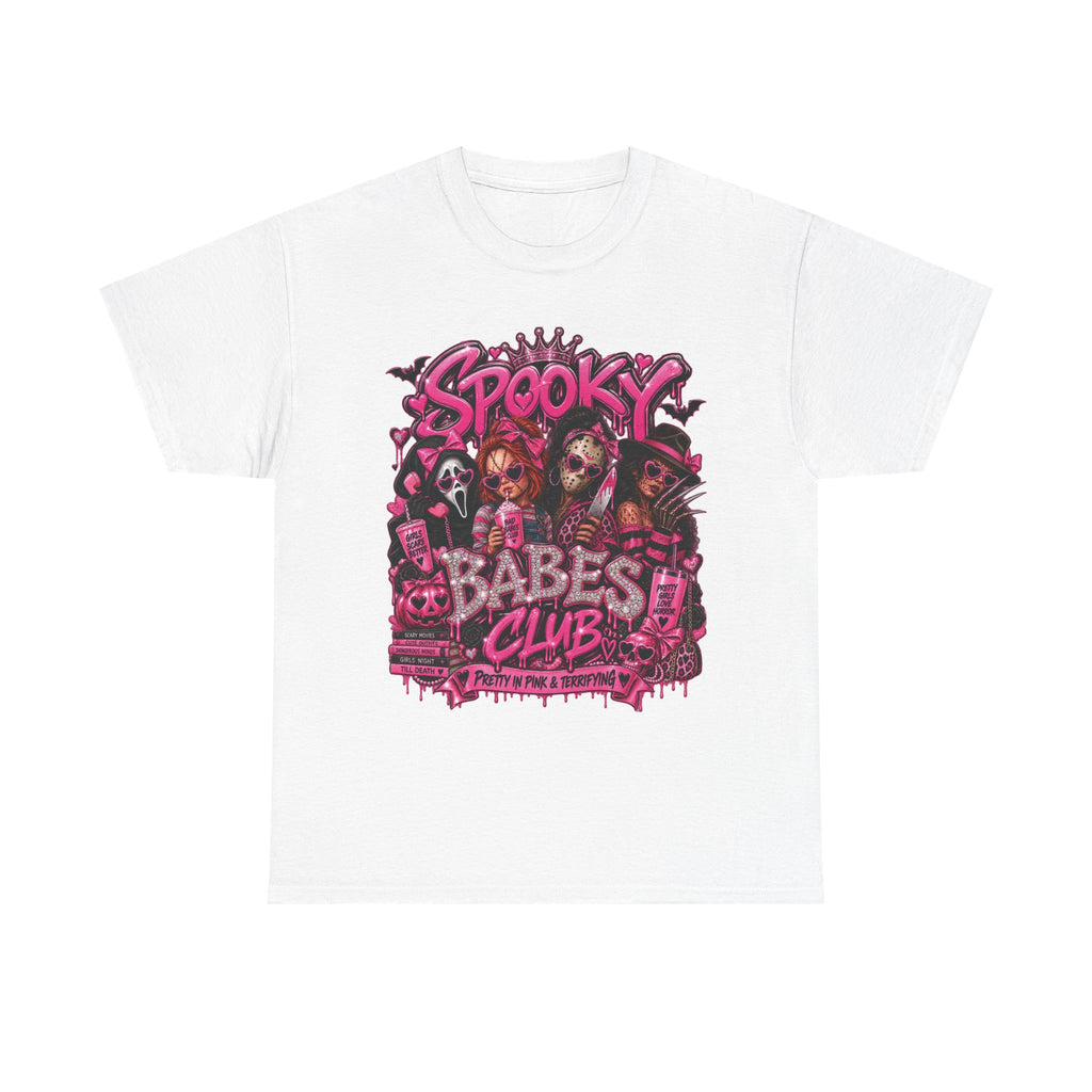 Spooky Babes Club T-Shirt | Horror Girl Characters, Pink Goth Design