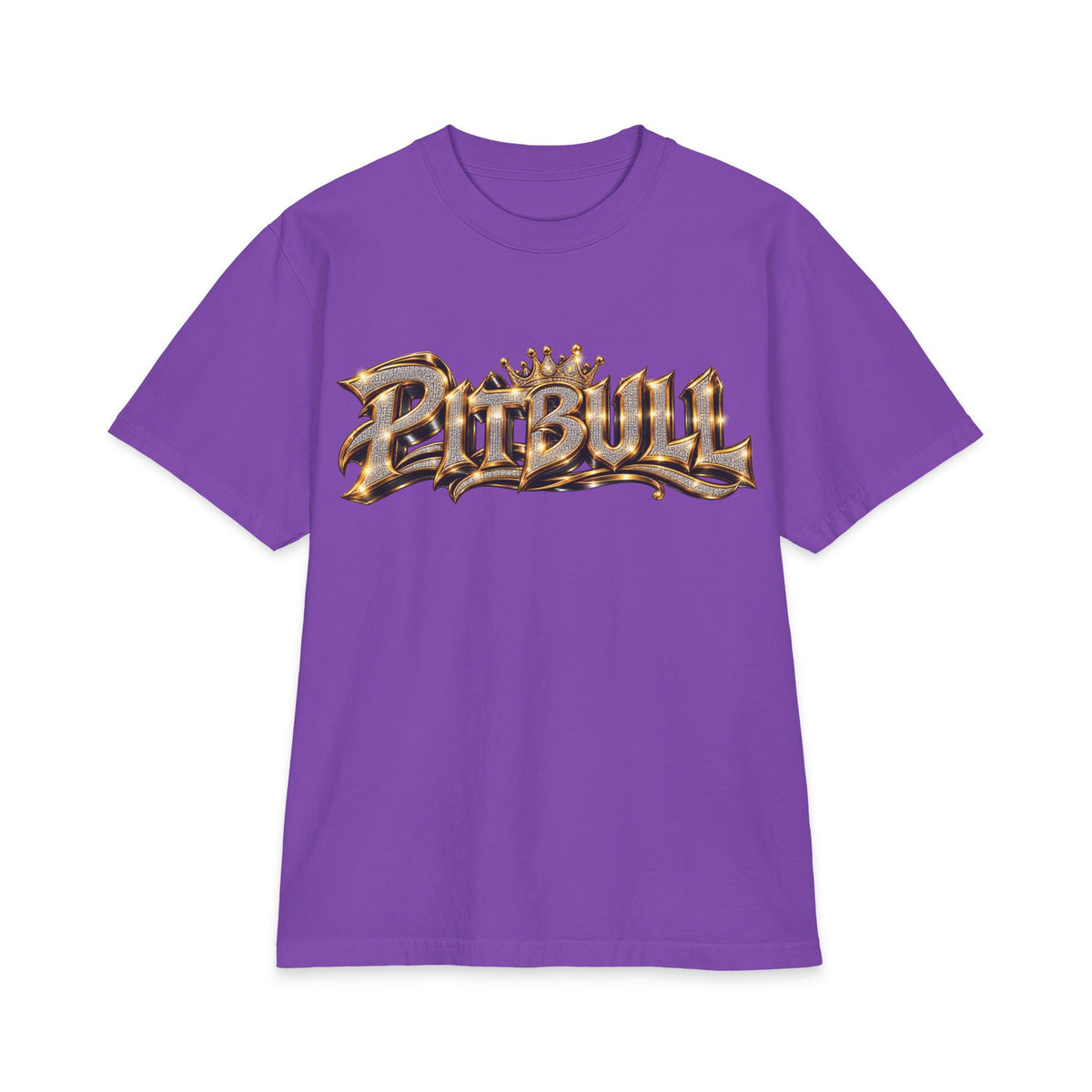 Pitbull Graphic T-Shirt | Hip Hop Logo, Portrait, Gold Chrome Lettering