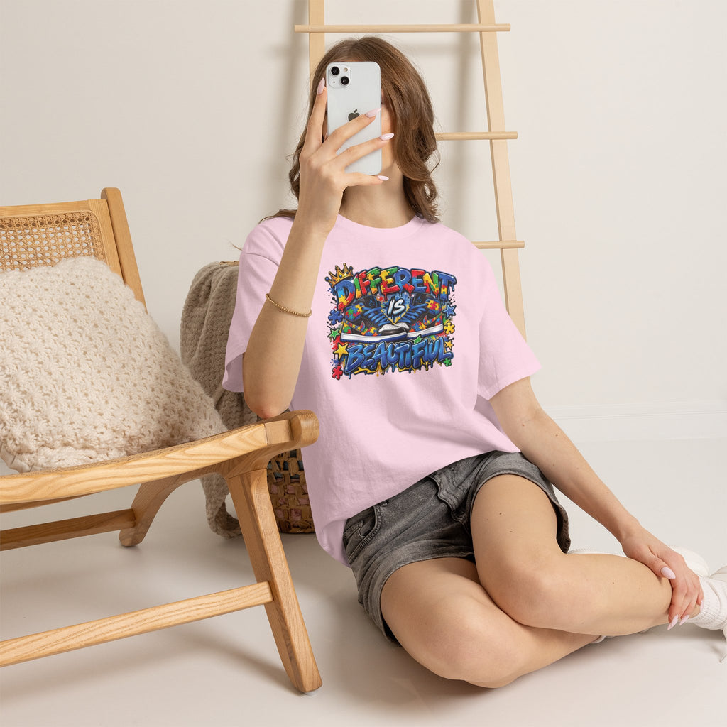 Different Is Beautiful Autism T-Shirt | Colorful Graffiti Typography