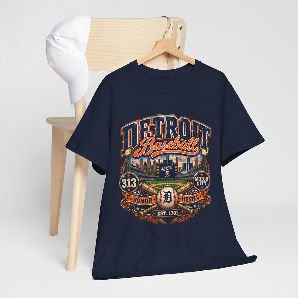 Detroit Baseball Tee | Motor City 313 Vintage Baseball Design