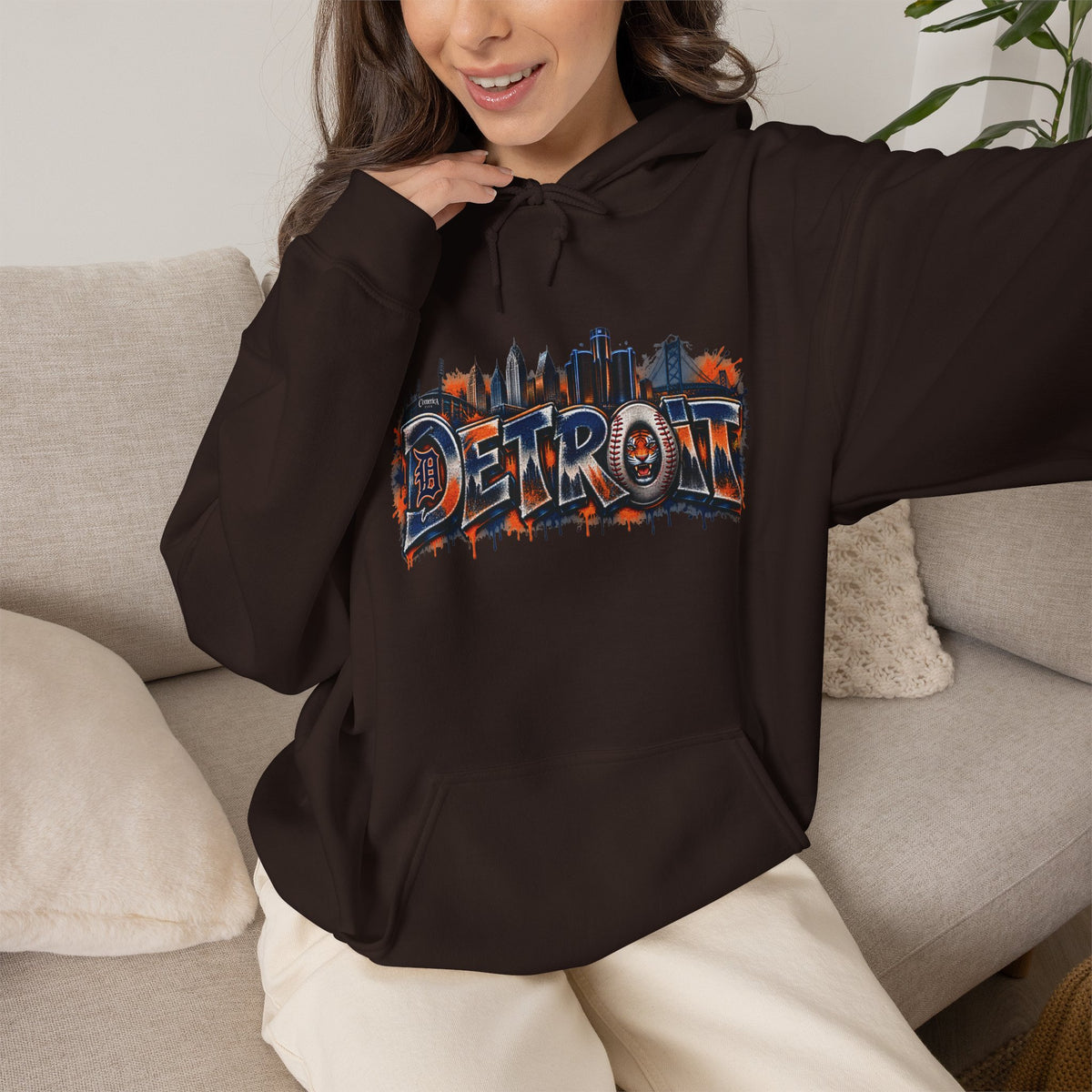 Detroit graffiti skyline Hoodie | Cityscape street art sweatshirt