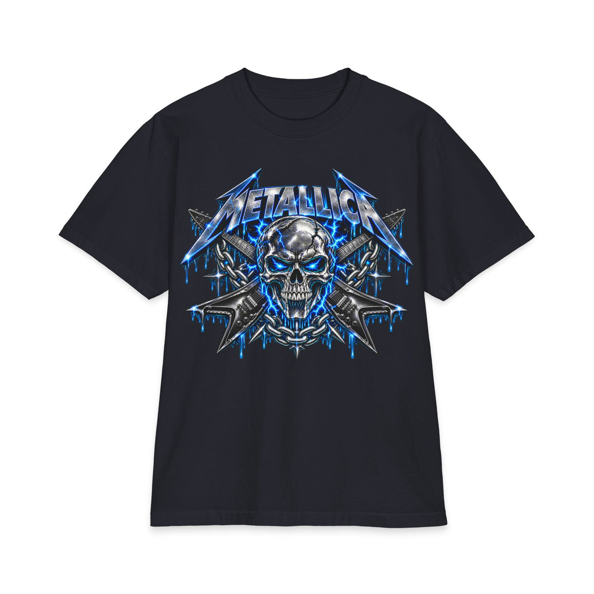 Metallica Skull Lightning T-Shirt | Band Logo Graphic Tee