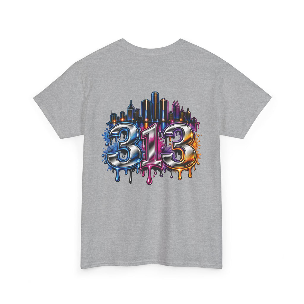 Detroit Script Tee | 313 Drip Skyline T-Shirt