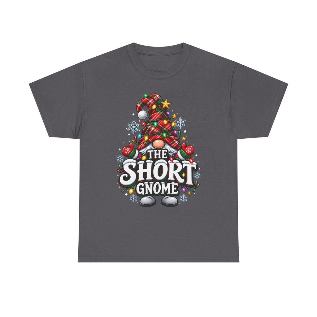 The Short Gnome T-Shirt | Christmas Gnome Plaid Hat, Holiday Lights Design