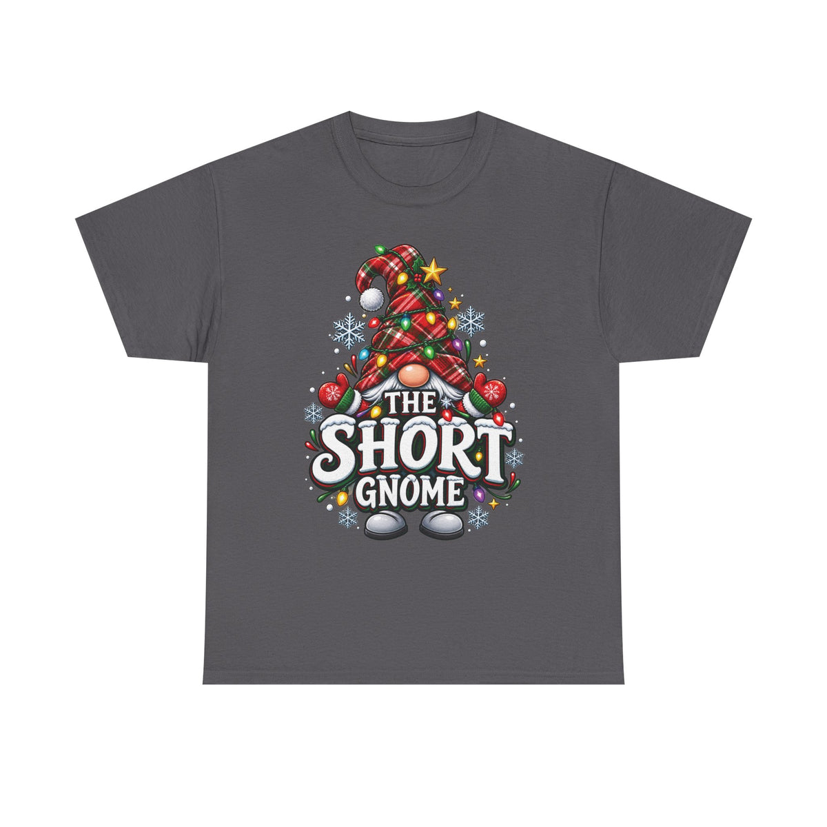 The Short Gnome T-Shirt | Christmas Gnome Plaid Hat, Holiday Lights Design