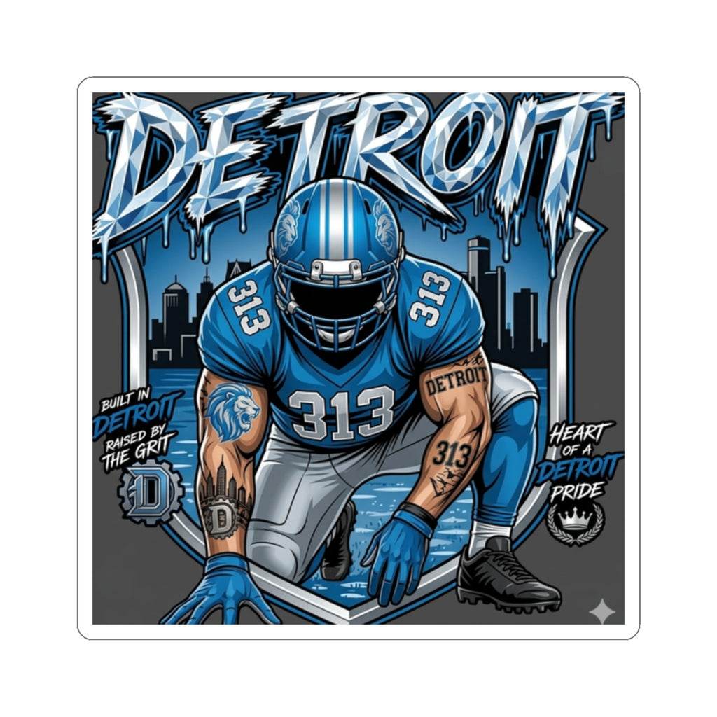 Detroit Football Player Sticker | 313 City Pride Kiss-Cut Sticker