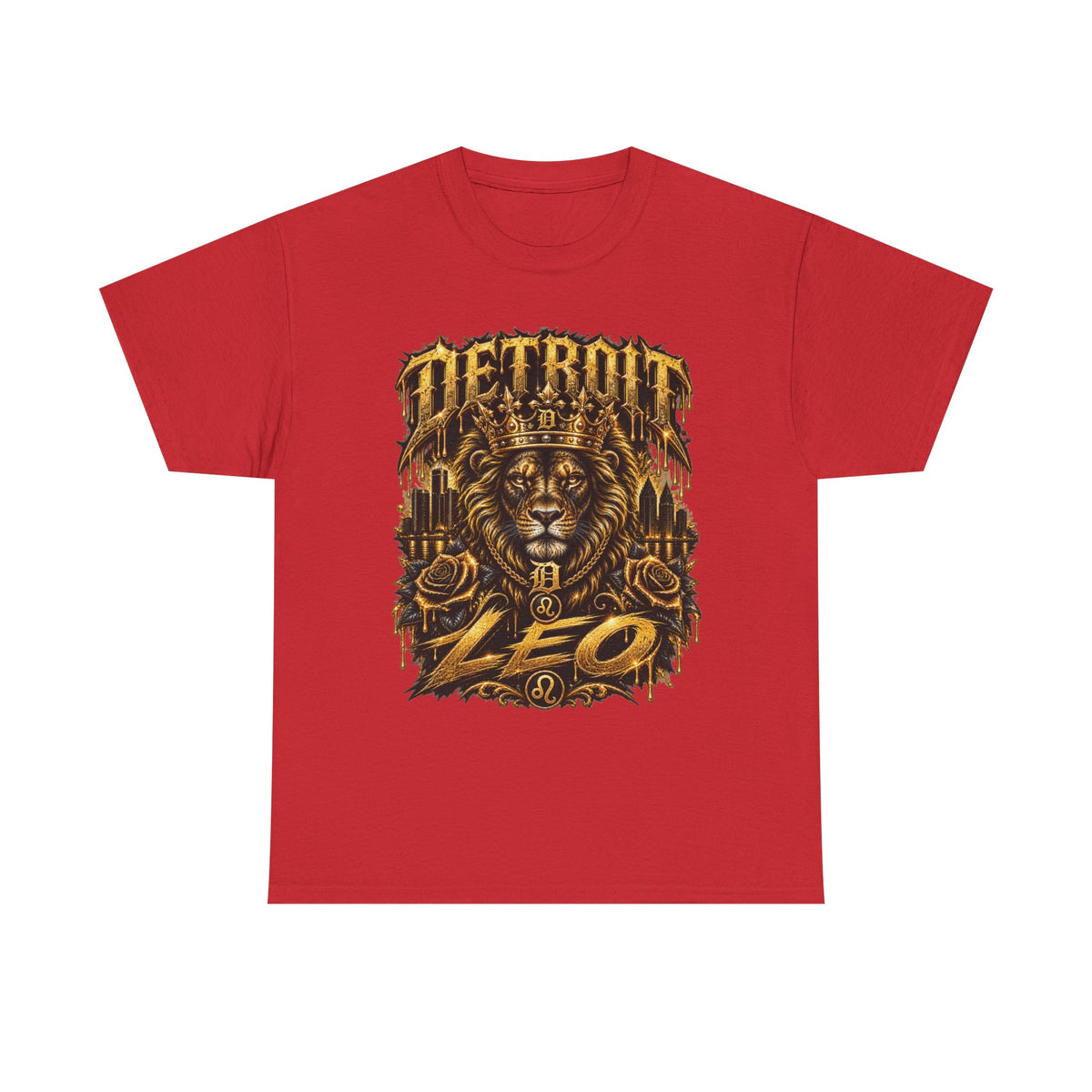 Detroit Lion Leo T-Shirt | Detroit Skyline Lion Graphic Tee