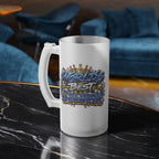 Worlds Best Grandpa Frosted Glass Beer Mug | Blue Graffiti Beer Stein Design