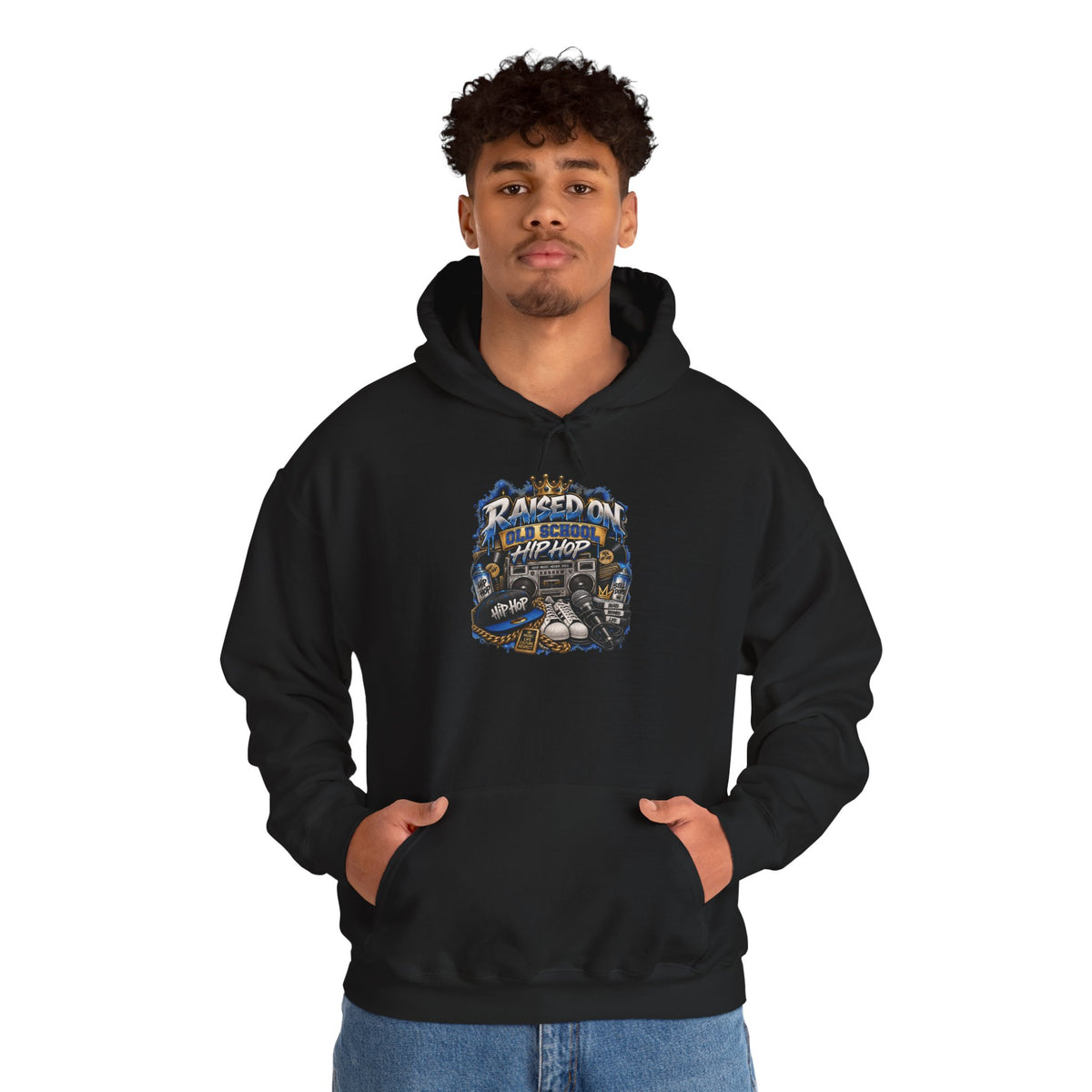 Raised On hip hop Hoodie | Vintage Guitar Skull Band Design