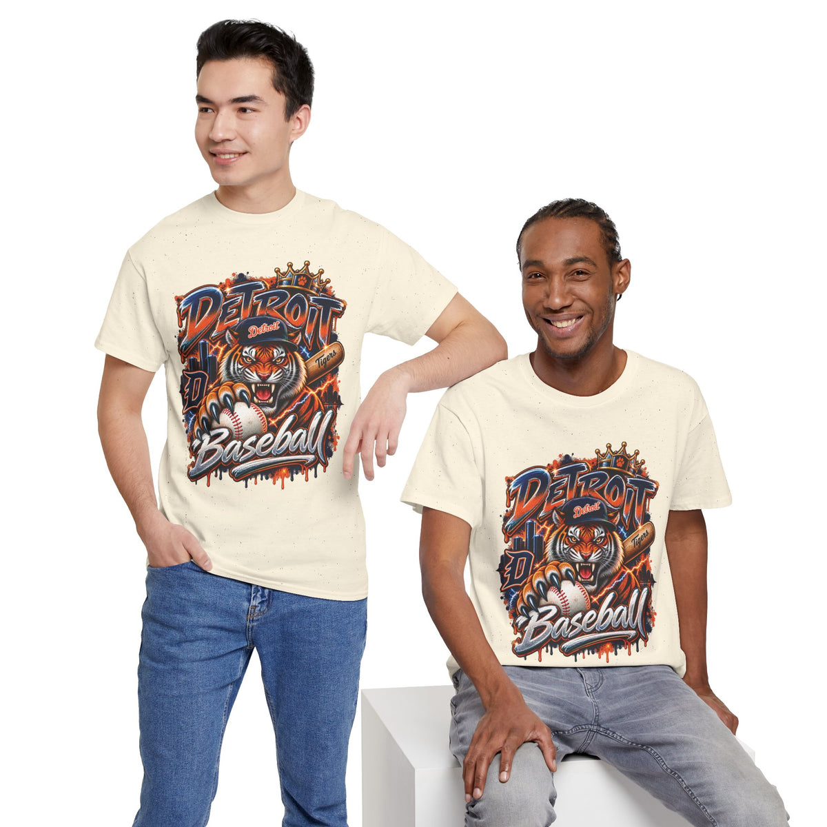 Detroit Tigers Tiger Baseball Tee | Vintage Mascot Detroit Baseball Shirt
