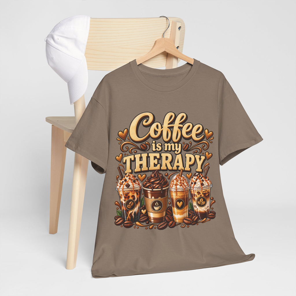 Coffee Is My Therapy T-Shirt | Coffee Cups Illustration, Cozy Beverage Tee