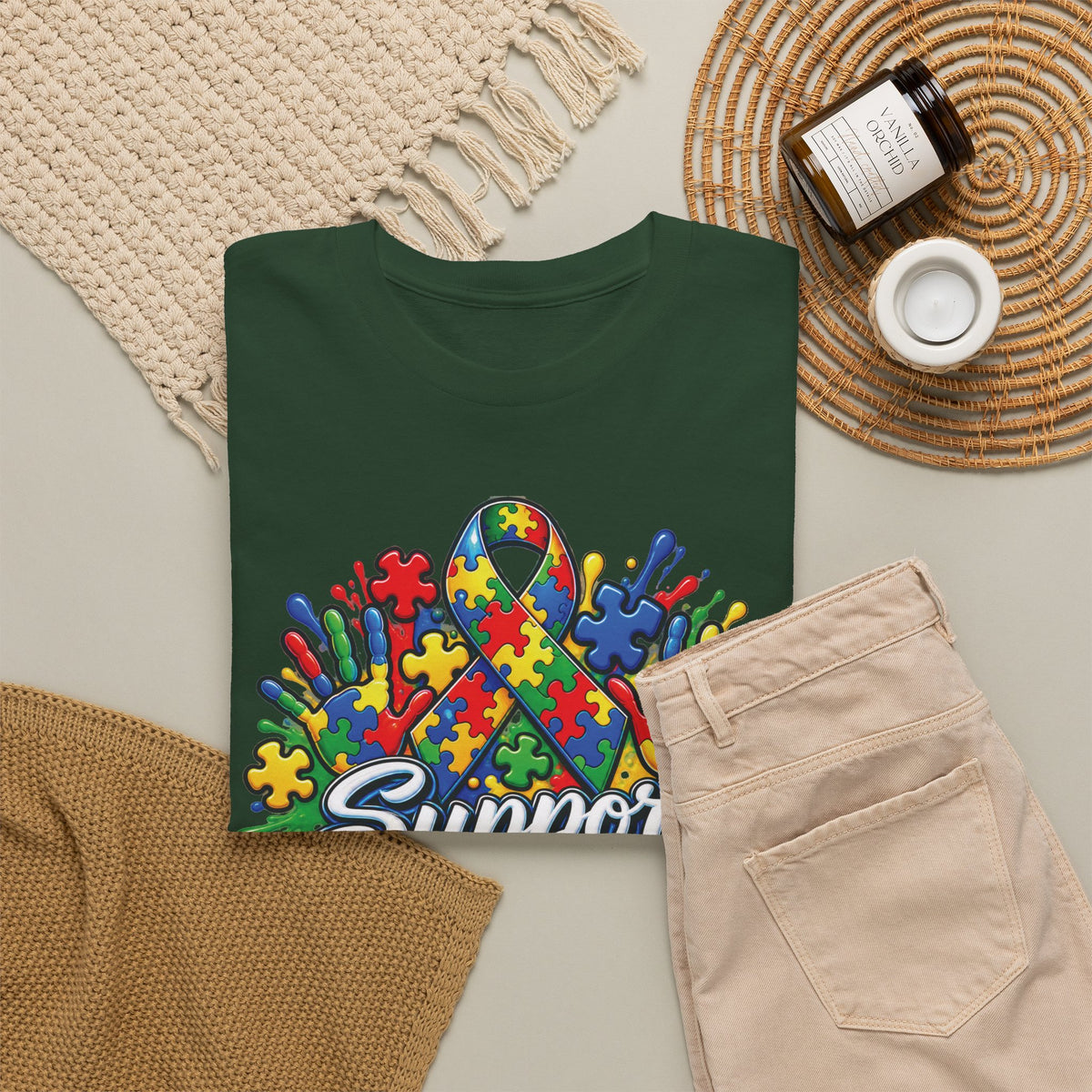 Support Squad T-Shirt | Autism Awareness Ribbon, Puzzle Heart Design