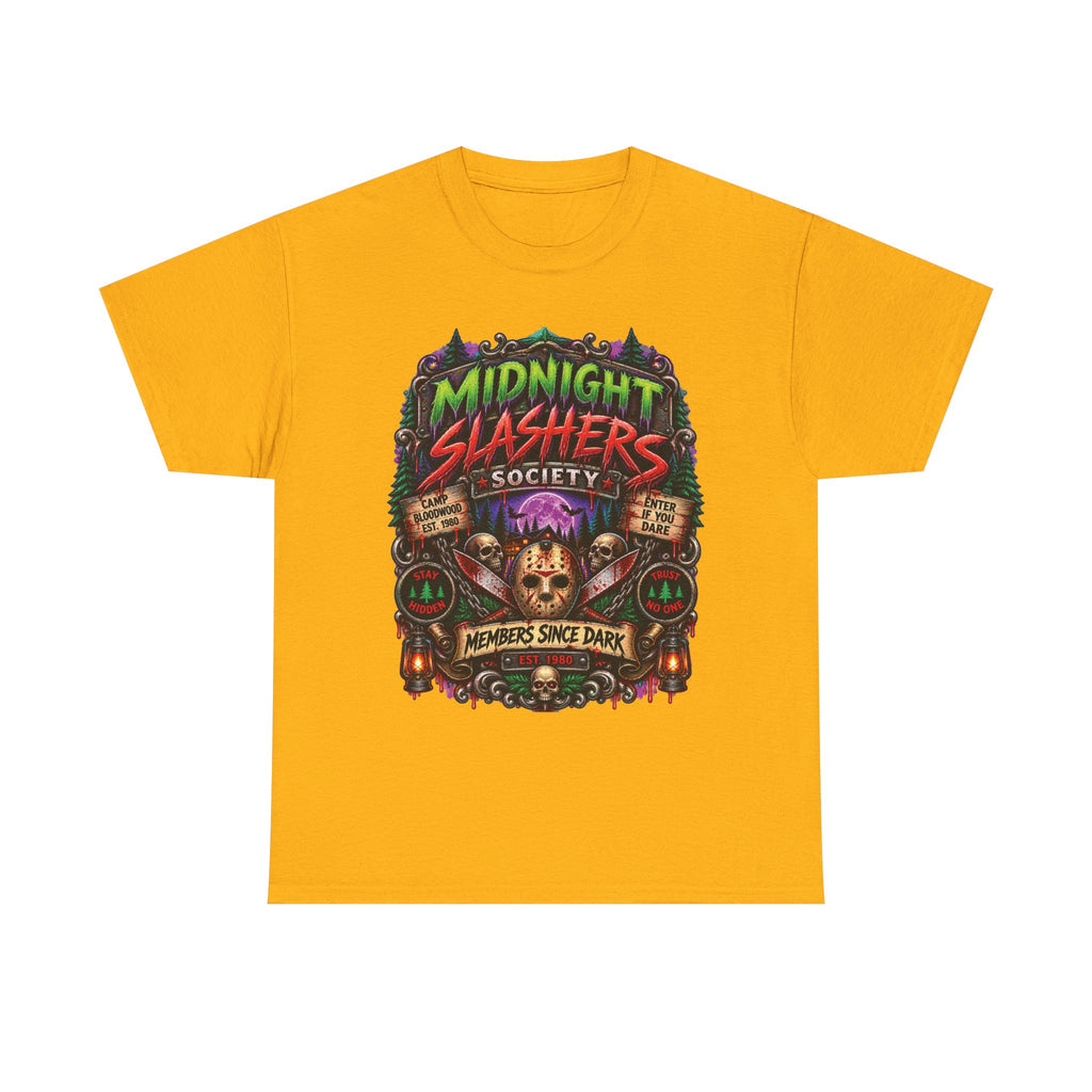 Midnight Slashers Society Skull Tee | Horror Club Graphic T-Shirt