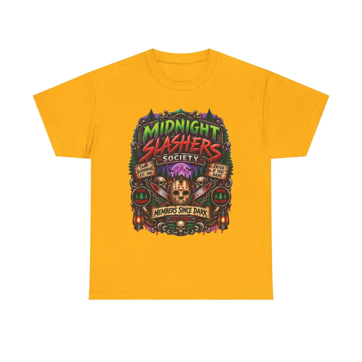 Midnight Slashers Society Skull Tee | Horror Club Graphic T-Shirt