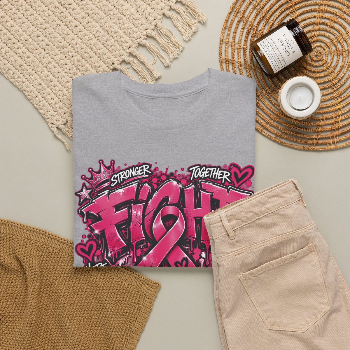 Fight Pink Ribbon T-Shirt | Breast Cancer Awareness, Graffiti Heart Design