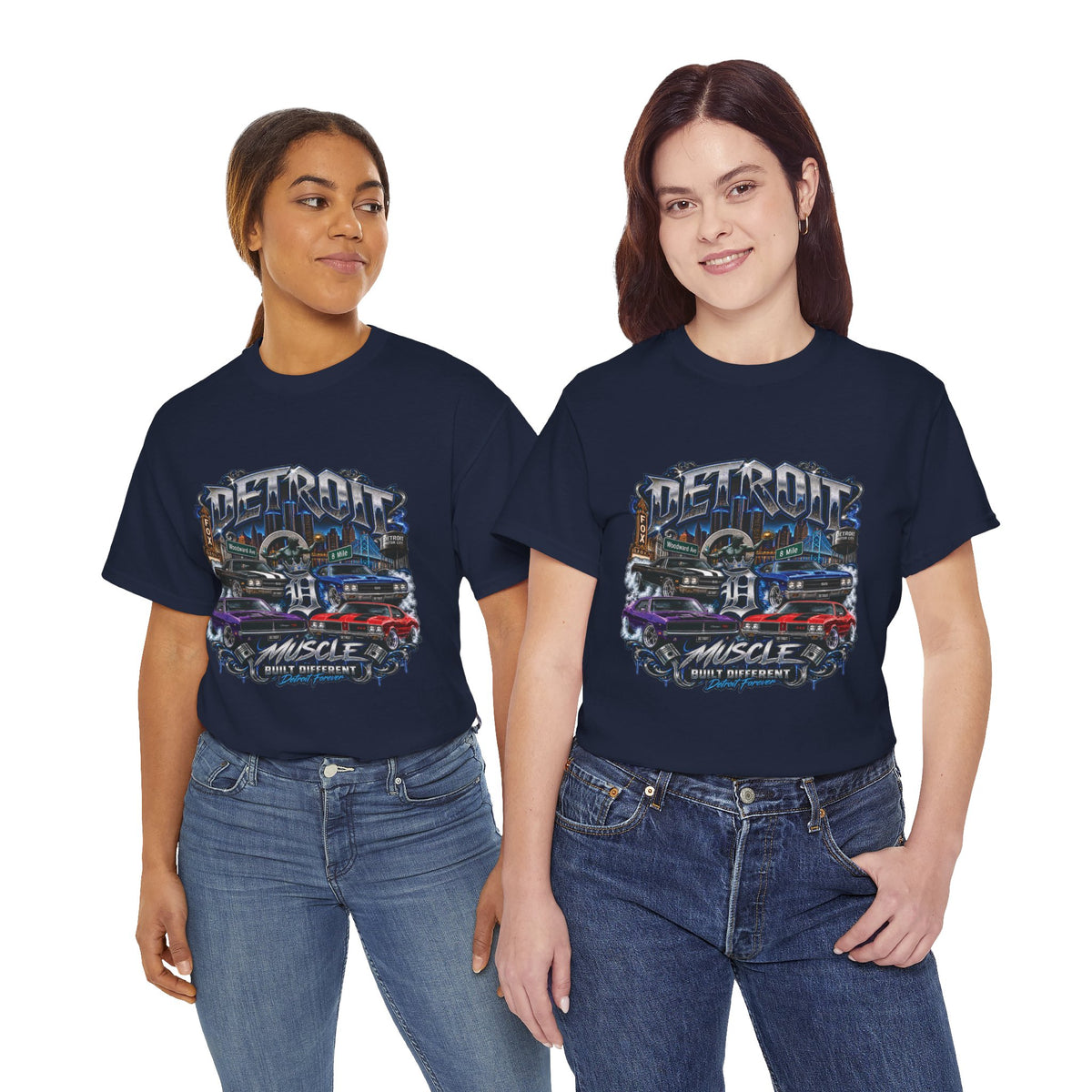 Detroit Muscle Car Tee | Vintage Hot Rod Illustration, Garage Scene