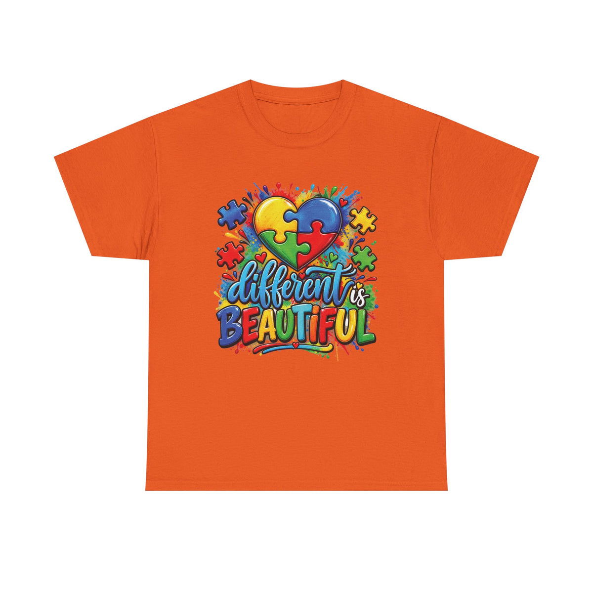 Different Is Beautiful Autism Puzzle Heart T-Shirt | Neurodiversity Awareness Tee