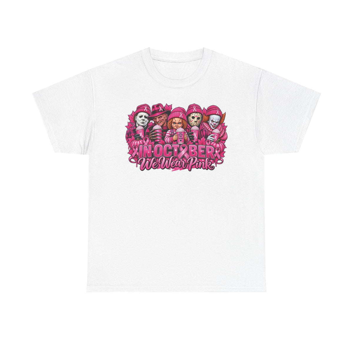 Halloween Horror Icons in Pink Tee | October We Wear Pink T-Shirt