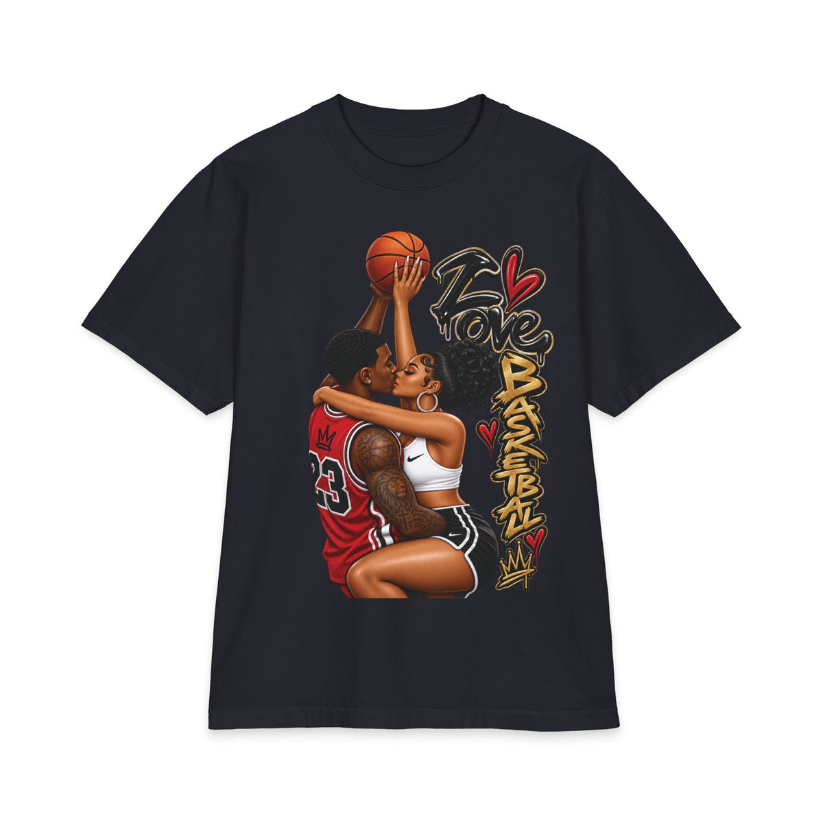 Love Basketball couple illustration Short Sleeve Tee | Basketball Romance