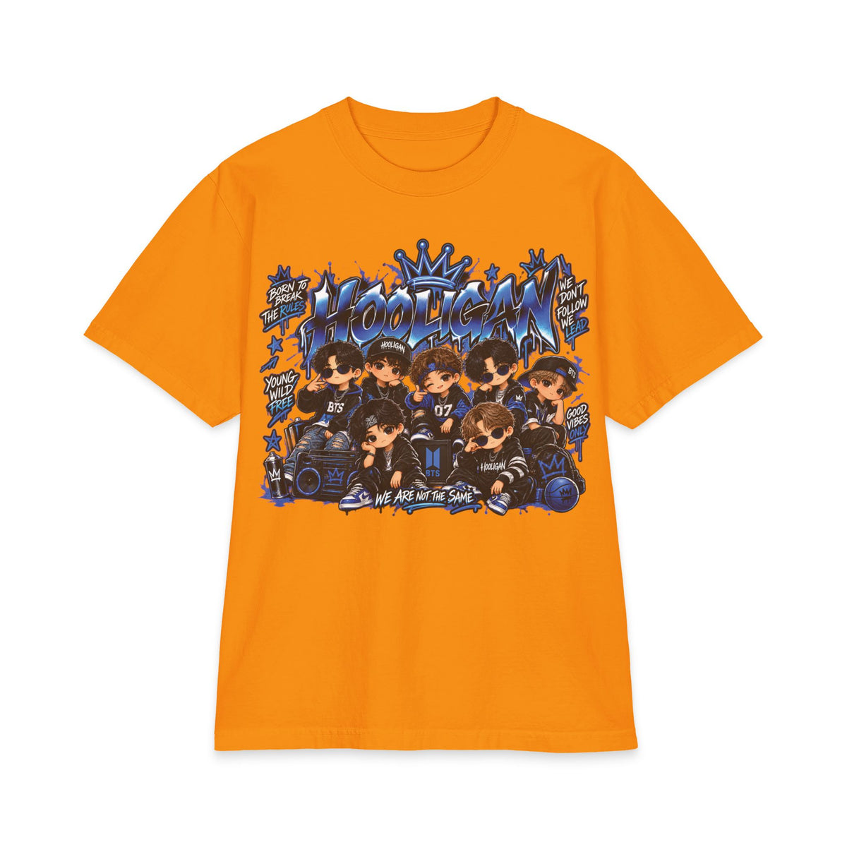 BTS Blue Anime Boy Band Graphic T-Shirt | Kawaii Chibi Crew Tee