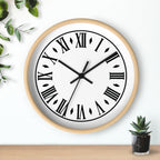 Roman Numeral Vintage Clock Wall Clock | Black Frame, White Face