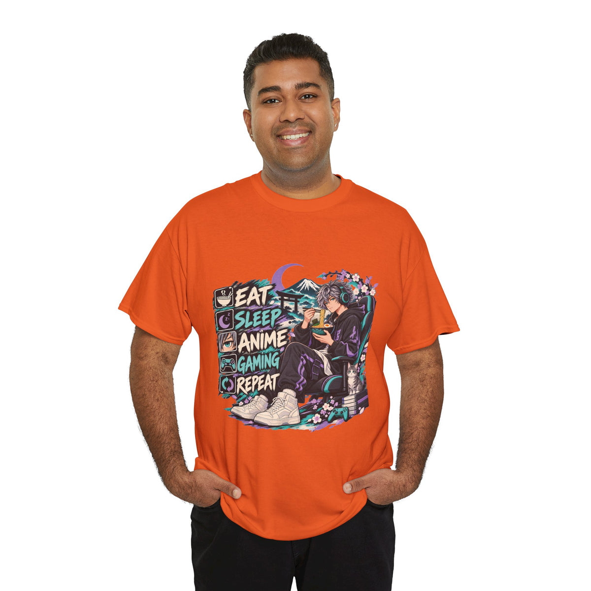 Eat Sleep Anime Gaming Repeat Video Game Graphic T-Shirt