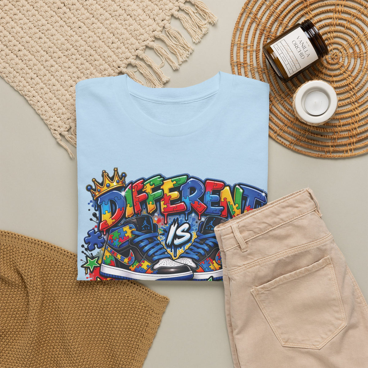 Different Is Beautiful Autism T-Shirt | Colorful Graffiti Typography