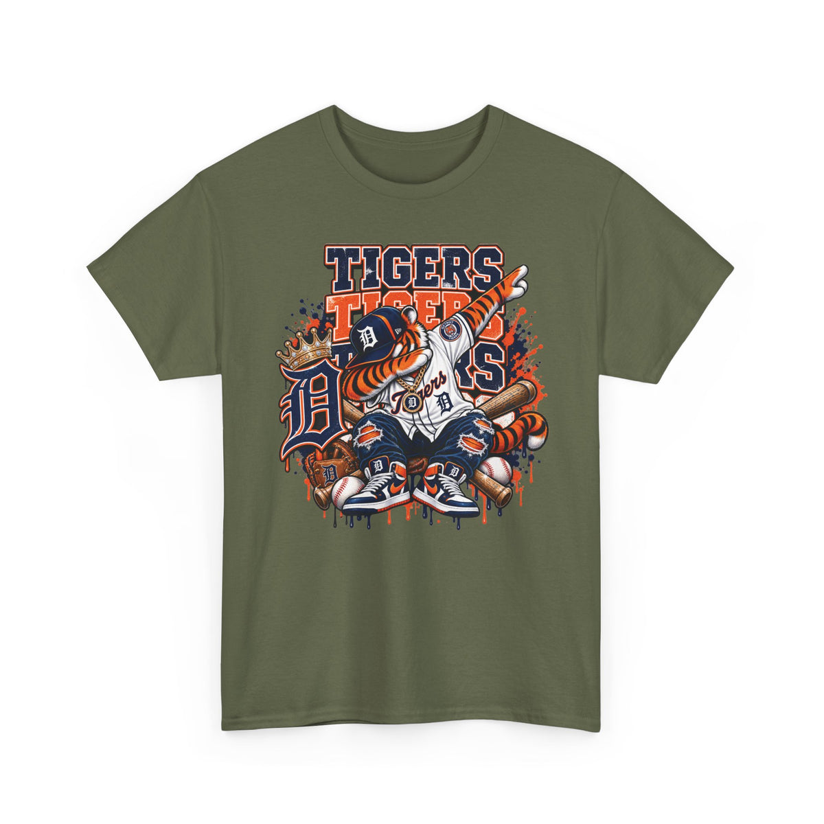 Detroit Tigers Mascot Baseball Tee | Vintage Tiger Batter Design