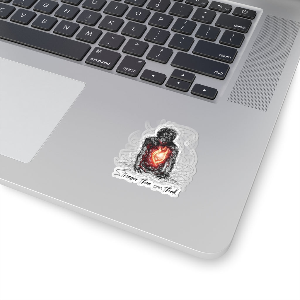 Stronger Than You Think Kiss-Cut Sticker | Heart Flame Sketch Sticker
