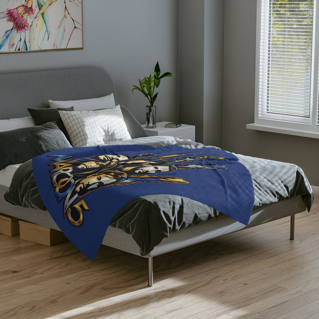 Maroon 5 Band Faces Illustration Velveteen Microfiber Blanket | Music Fan Throw
