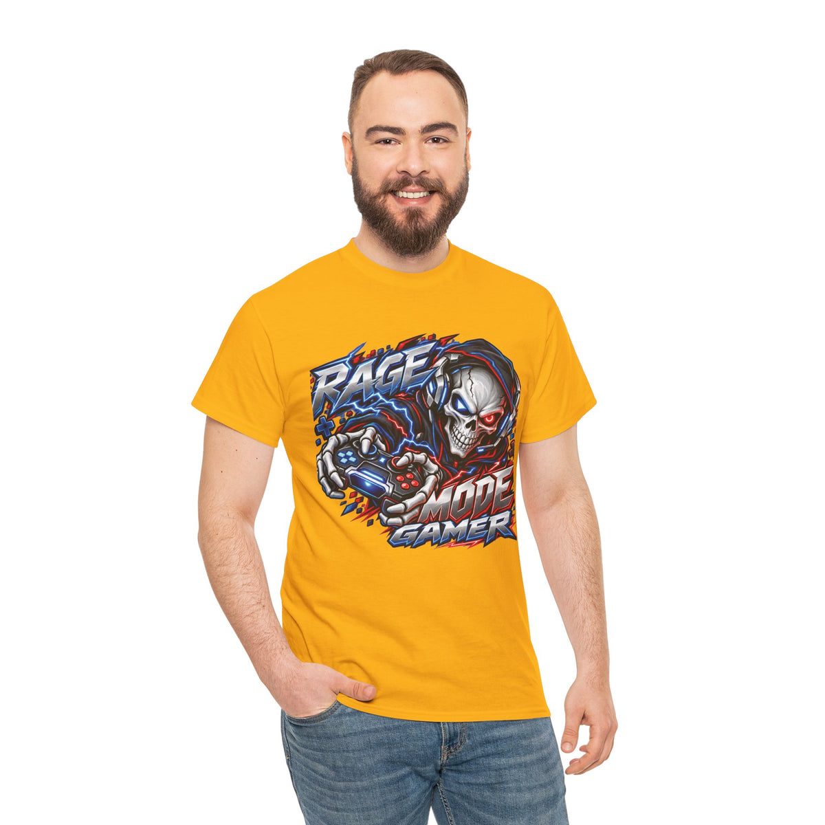 Rage Mode Gamer Skull Graphic T-Shirt