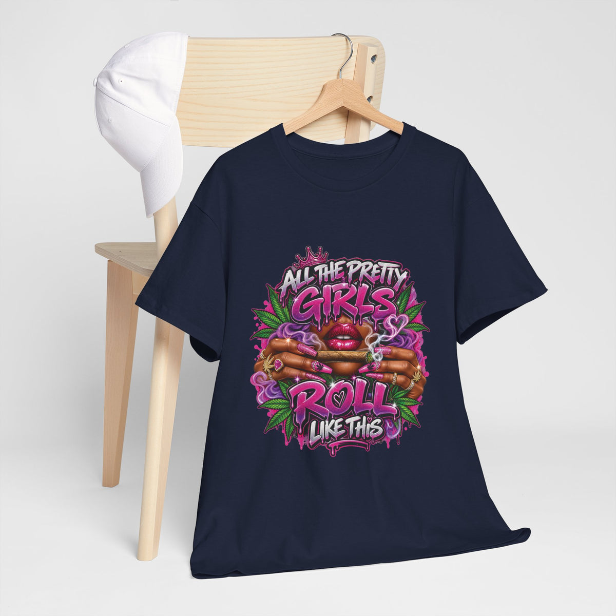 All The Pretty Girls Roll Like This T-Shirt | Pink Graffiti Cannabis Hands Design