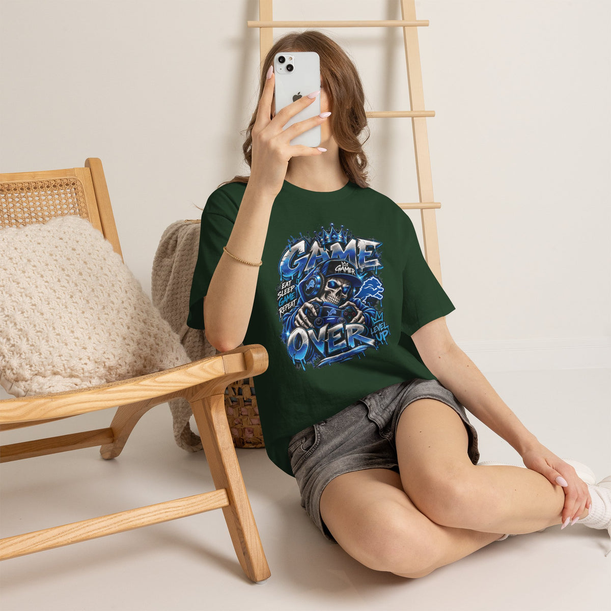 Game Over Skull Gamer Tee | Video Game Controller Graphic Shirt