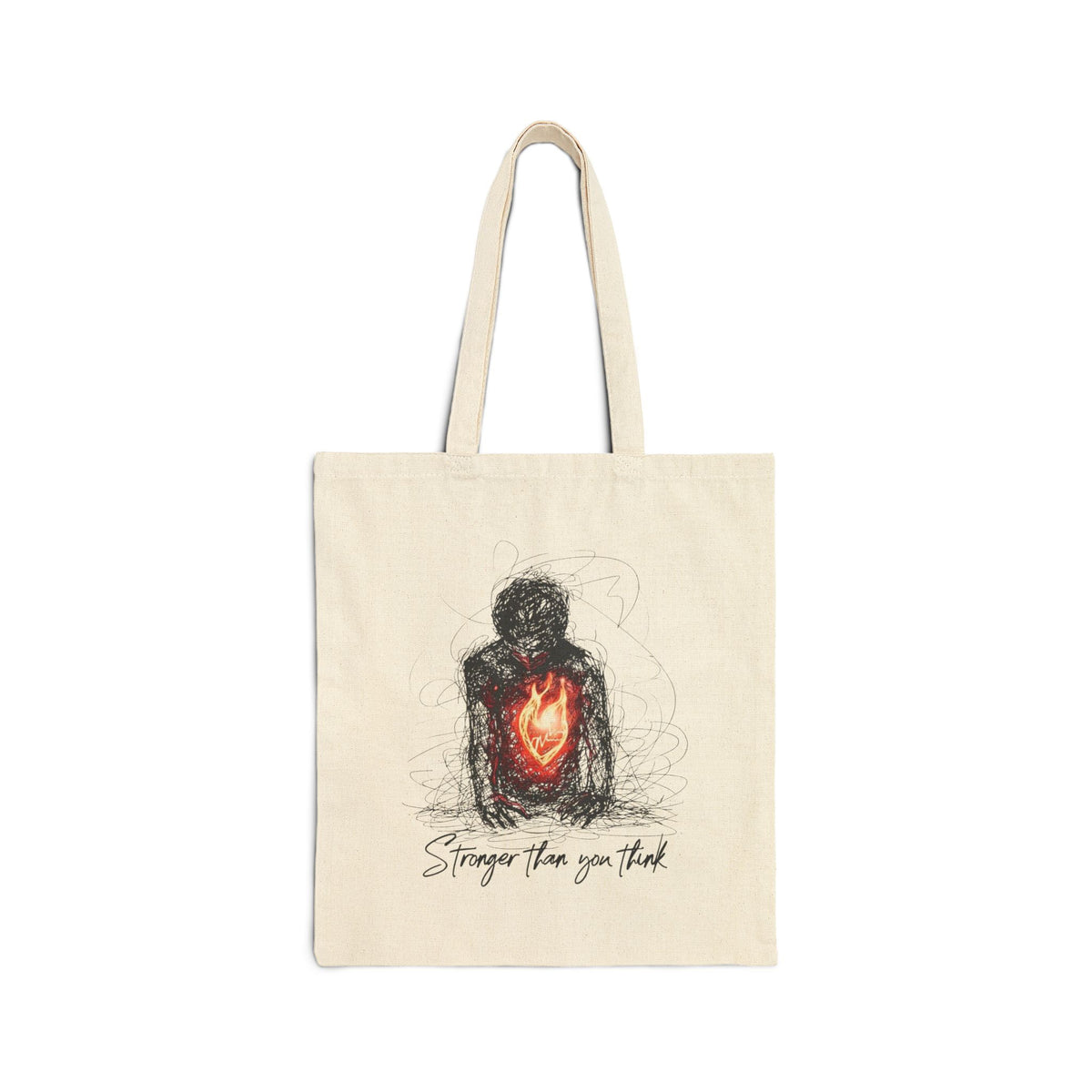 Heart Flame Figure Tote Bag | Strength Illustration, 'Stronger Than You Think'