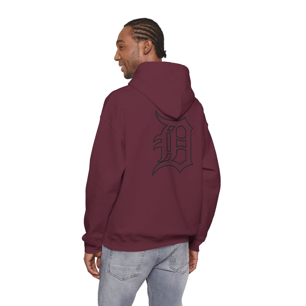 Detroit Basketball Graphic Hoodie | Vintage City Sports Logo, Front Collage Art