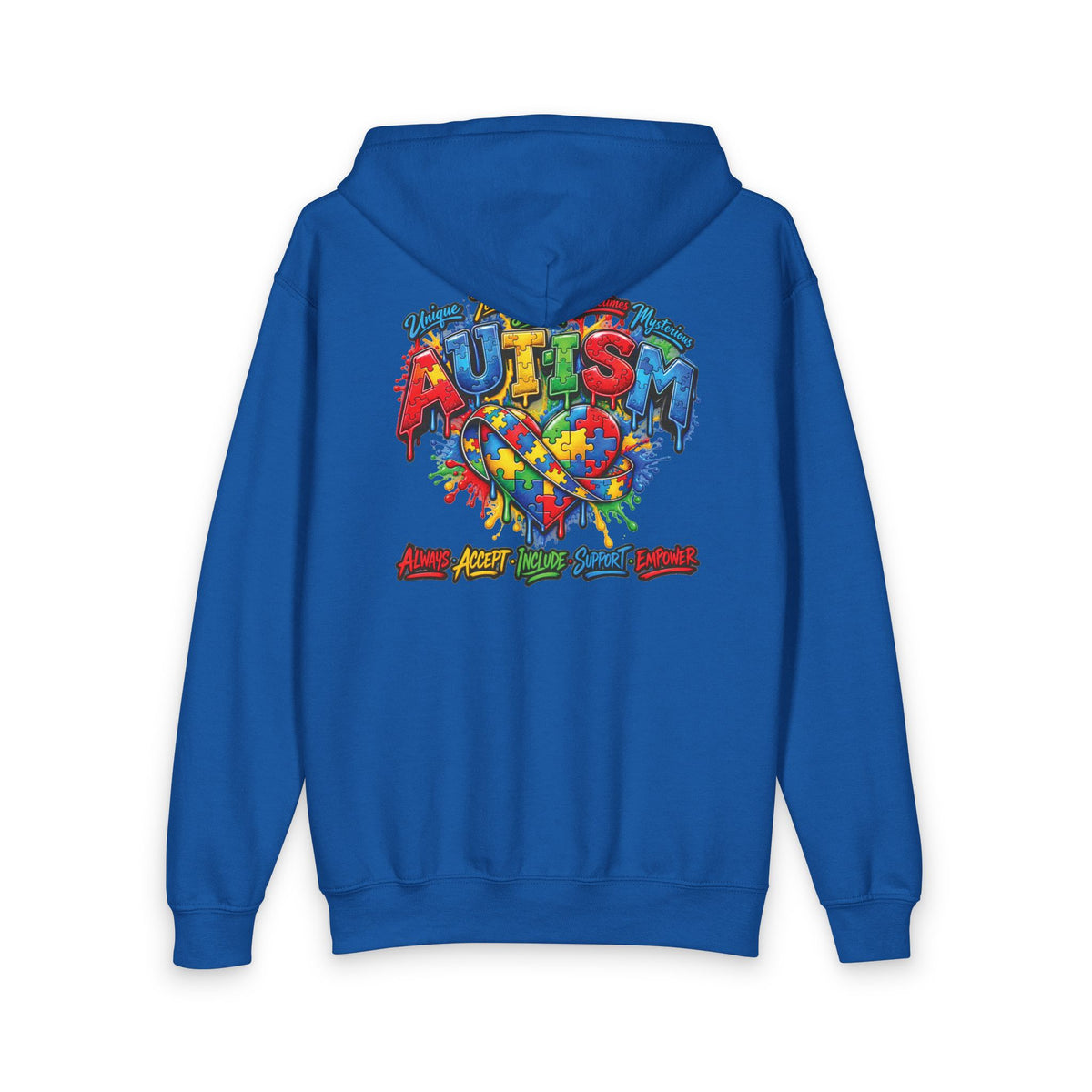 Autism Puzzle Heart Youth Hoodie | Awareness Puzzle Piece Zip Jacket