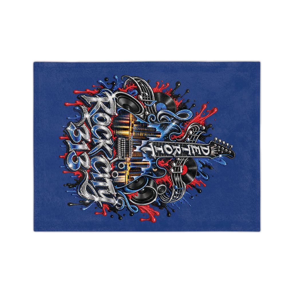 Detroit Rock City 313 graphic Velveteen Blanket | Guitar Skyline Music design