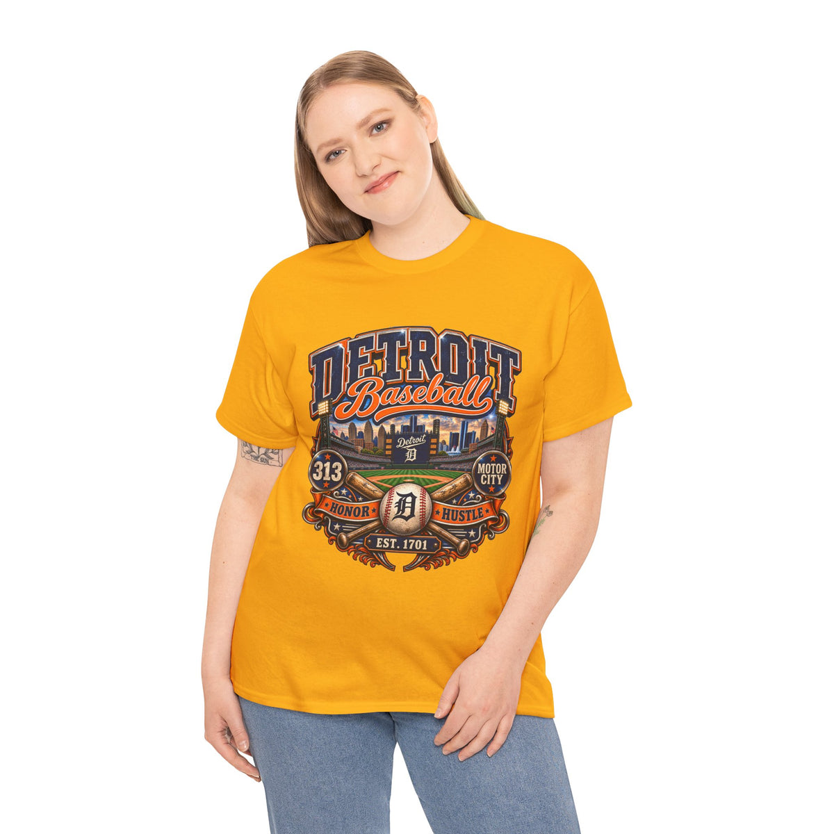 Detroit Baseball Tee | Motor City 313 Vintage Baseball Design