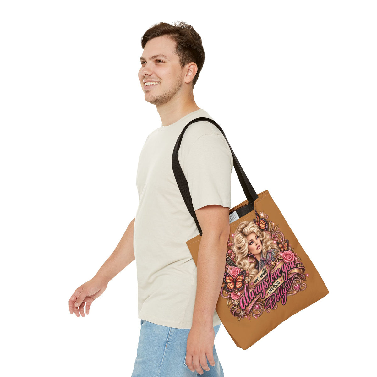 Dolly Parton portrait tote bag | 'I Will Always Love You' music lyric design
