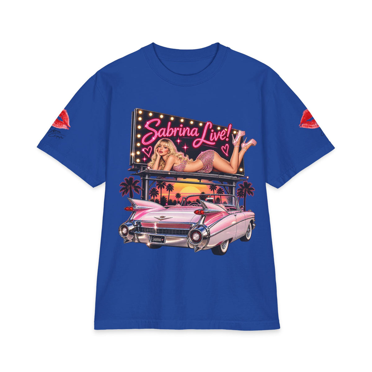 Sabrina Live Pinup Billboard with Pink Cadillac T-Shirt | Retro 1950s