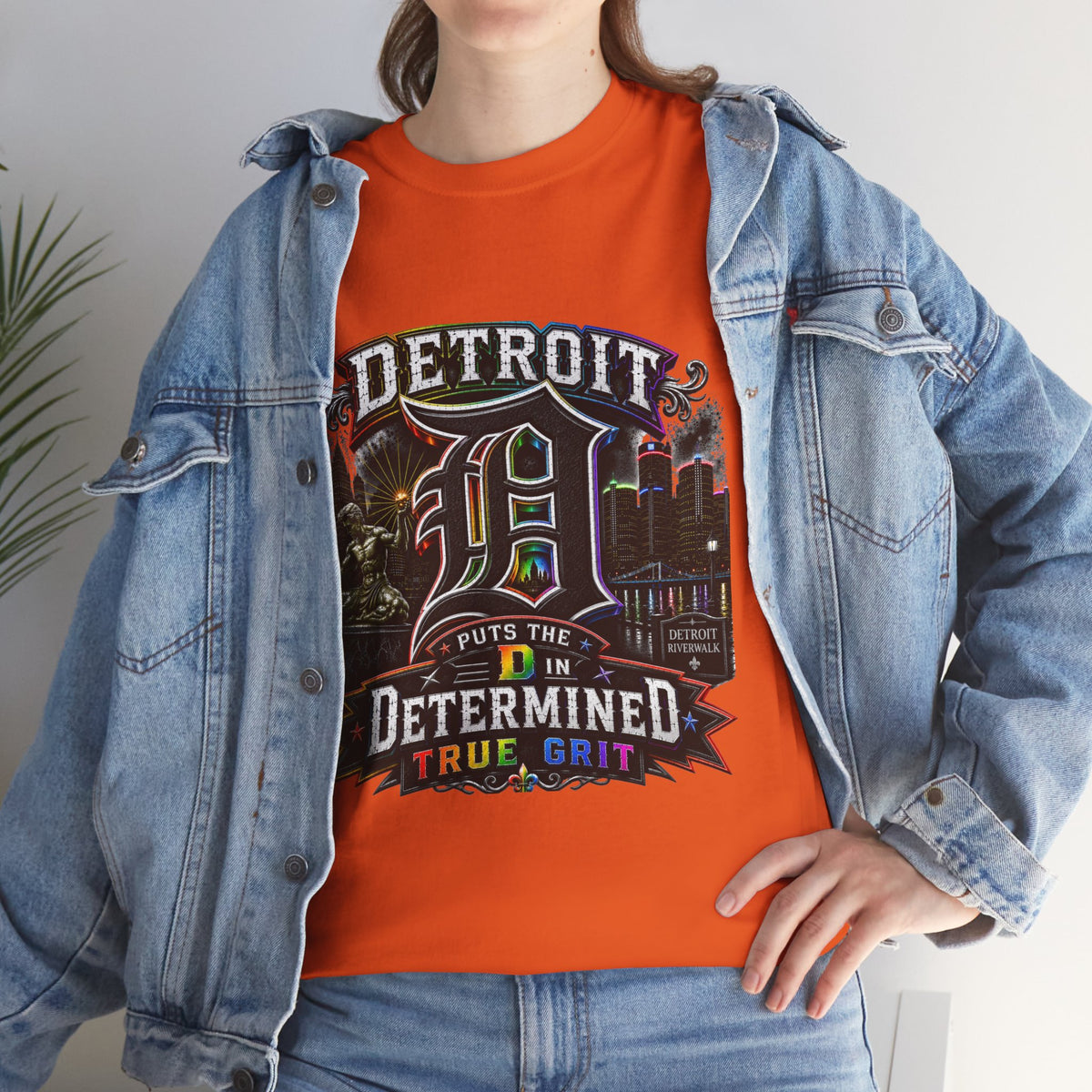 Detroit D Skyline Determined True Grit T-Shirt | City Pride Tee
