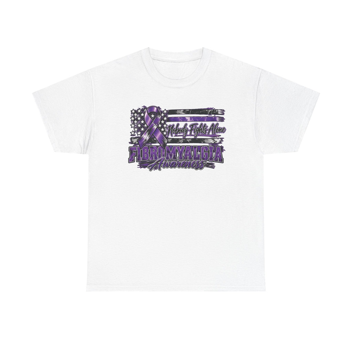 Fibromyalgia Purple Ribbon Awareness Flag Tee | Fibromyalgia Support