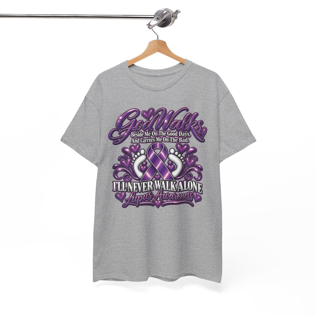 Never Walk Alone Lupus Ribbon Tee | Purple Awareness Ribbon, Support Shirt