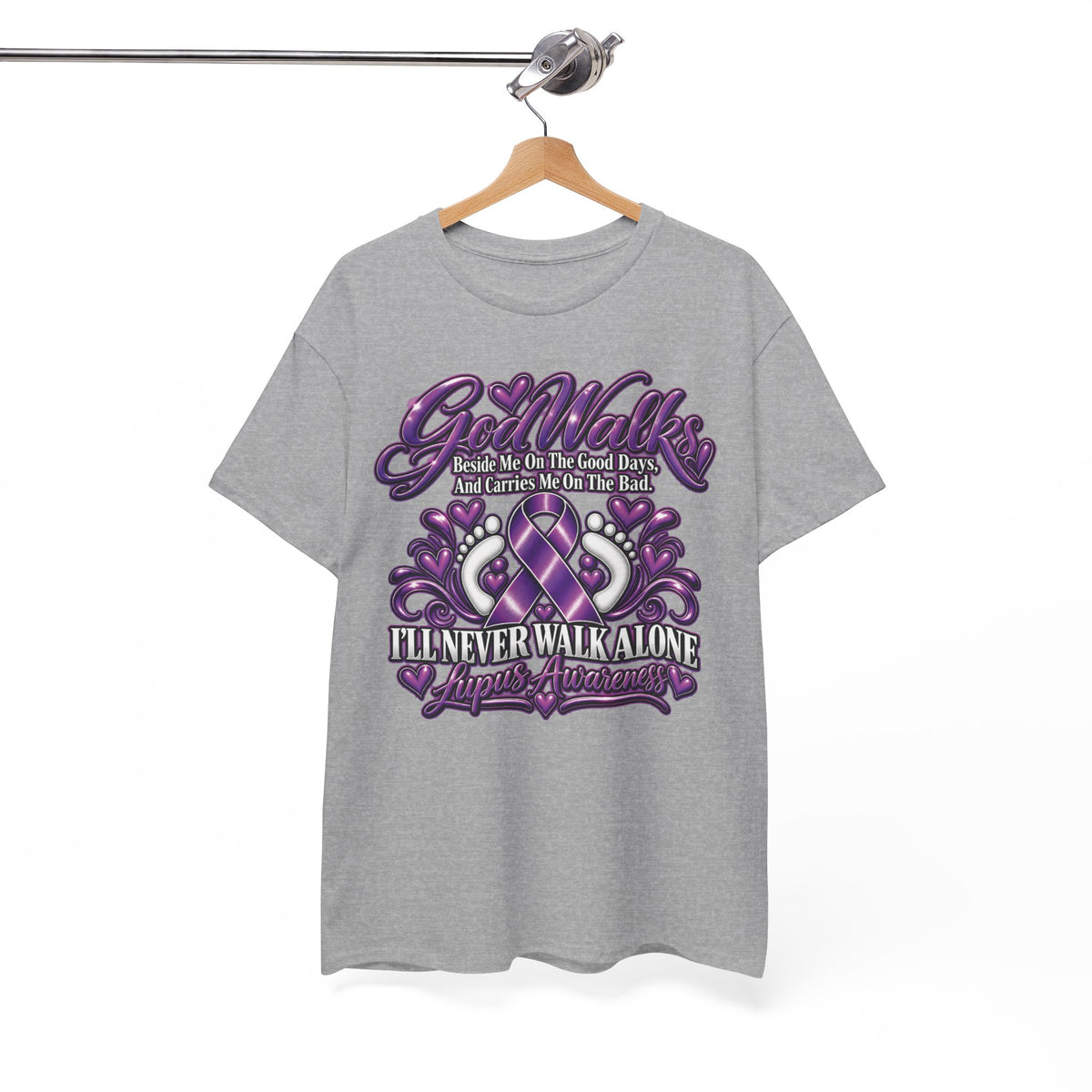 Never Walk Alone Lupus Ribbon Tee | Purple Awareness Ribbon, Support Shirt